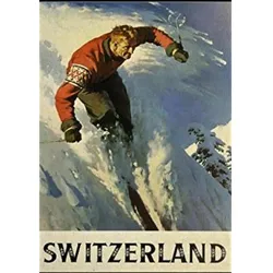 POSTER Europäische Berge Skifahren Schweiz A3 Rahmenlos