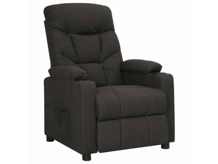 IBUQDDV Relaxsessel Schwarz Stoff mit Manuell Verstellbarer Rückenlehne 3 Holz-Metall-Rahmen, atmungsaktiver Stoffbezug, dicke Polsterung, breite Armlehnen, manuelle 3-Positionen-Liegefunktion