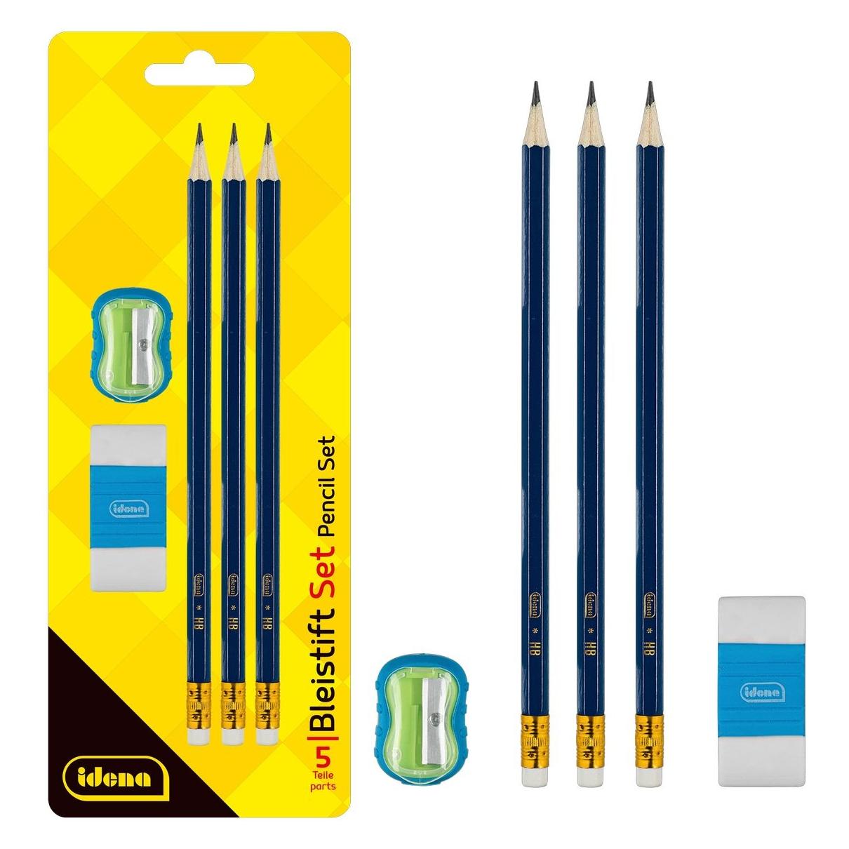 Idena Bleistift Set 5 Teile mit Anspitzer und Radierer (HB, 3x) (72023574)