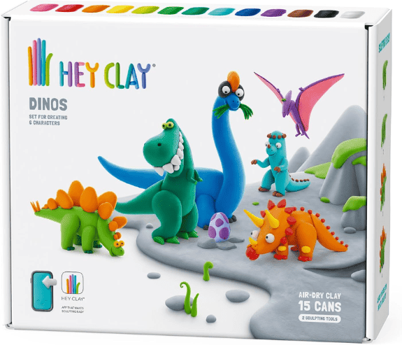 Hey Clay Dinos 15 Can Set for Kids - Soft Clay for Dinosaur Molding - 3+ Years - Arts & Crafts for Children