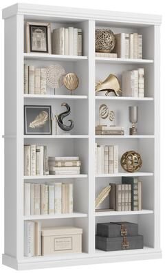 Garvee "74.5"" 6-Tier Double Wide Bookshelf w/ 12 Cubbies"