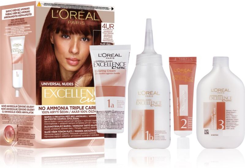L’Oréal Paris Excellence Universal Nudes coloration cheveux permanente teinte 4UR Universal Dark Red 1 pcs