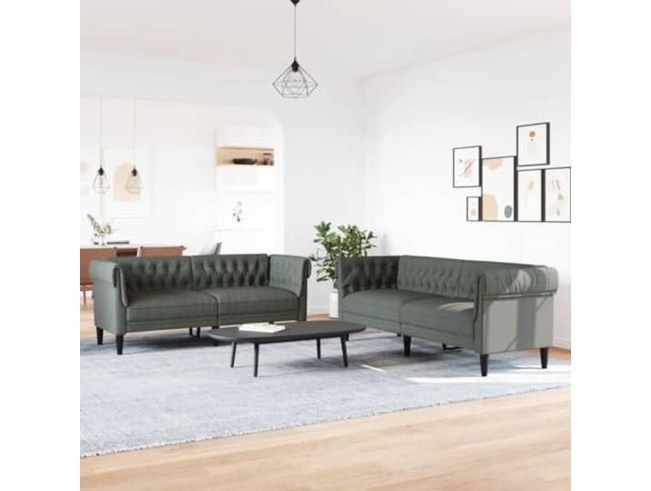 KTHLBRH Sofa-Set, 2-teilig, dunkelgrau, Stoff Atmungsaktives Polyester, Schaumstoffpolsterung, robuste Beine, modernes Design