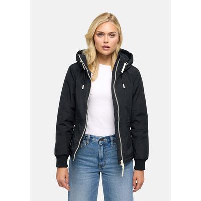 Winterjacke MARIKOO "Vivii", Damen, Gr. XL, schwarz, Obermaterial: 100% Nylon, Jacken Winterjacke, Softshelljacke mit Kapuze und Kontrast-Reißverschlüssen
