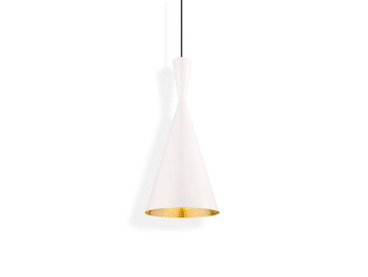 Beat Tall LED-Hängelampe, weiß, Ø 19 cm - Tom Dixon - Wohnzimmer - Design - Messing - Einflammig