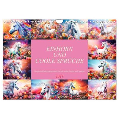 Einhorn und coole Sprüche (Wandkalender 2027 DIN A4 quer), CALVENDO Monatskalender