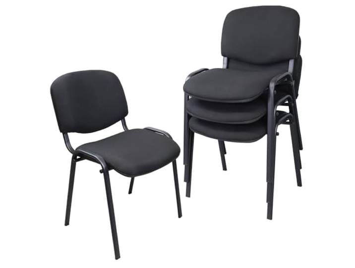 Stapelstuhl/Besucherstuhl/Konferenzstuhl/Bürostuhl/Home-Office-Stuhl/Schwarz, Modernes Design mit Stoff-Bezug für Büro, Office, Konferenz, Stapel, Zimmer, Pausenraum, Eingang