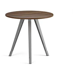 Couchtisch PRIMO ZEN, Durchmesser 80 cm, graues Metallgestell, Nussbaum