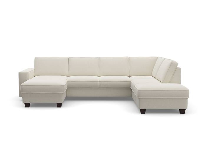Wohnlandschaft, Luxus-Microfaser, Beige, 309×213 cm, Ottomane wahlweise, Modern, Home-affaire