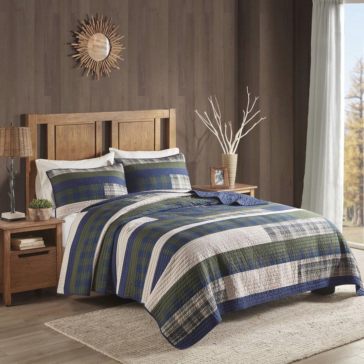 Ademende Sprei Beddegoed Set voor Alle Seizoenen - Groen en Blauw