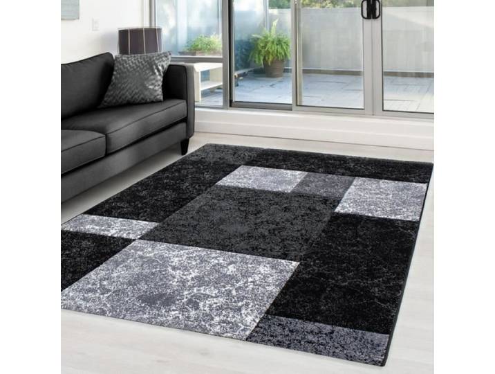 Tapis de salon CARPETTEX - Moderne - Carreaux - Noir 120 x 170 cm