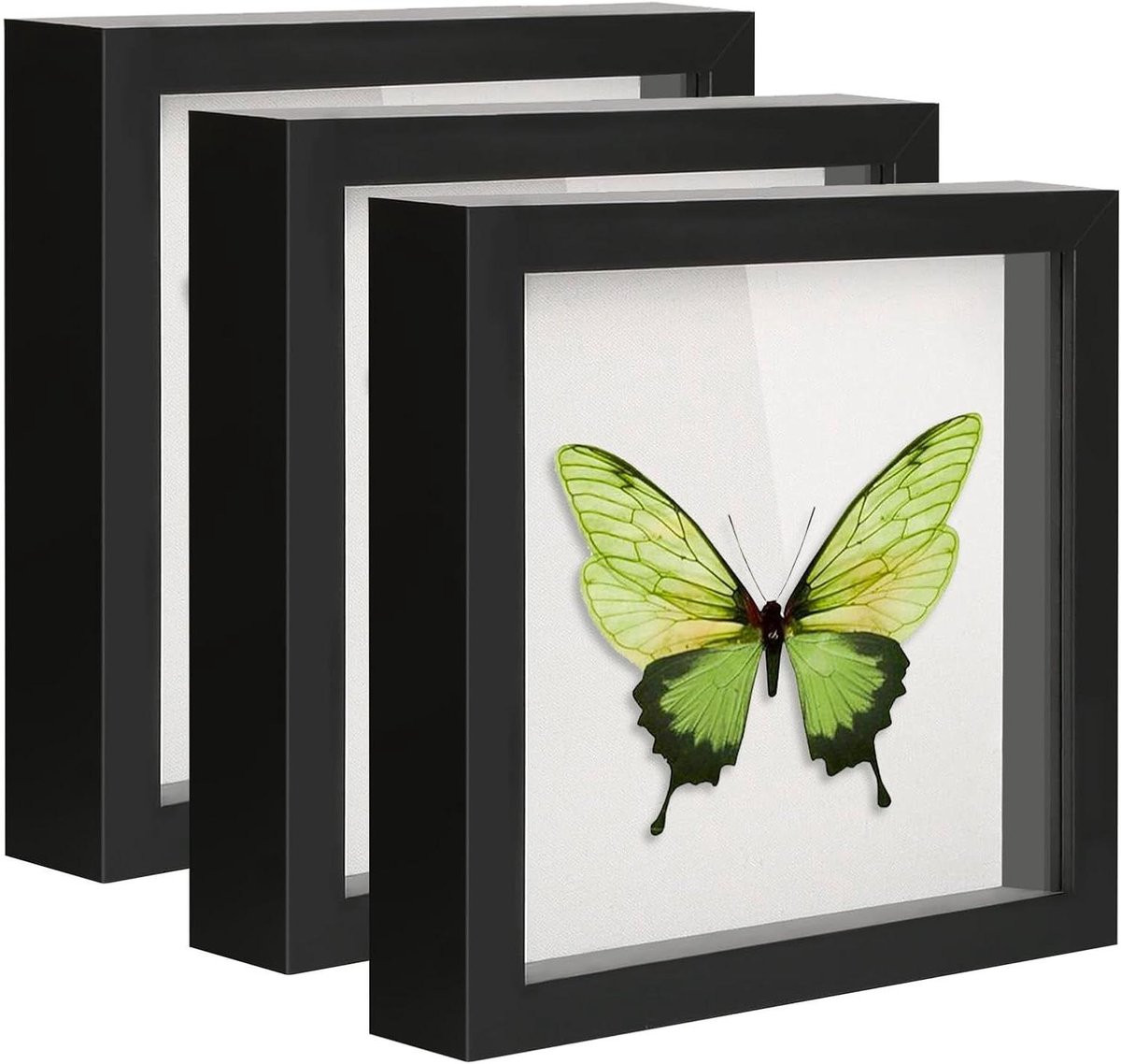 Zwarte Vitrine Herinneringsdoos met Zacht Linnen Achtergrond - 8x8 Inch