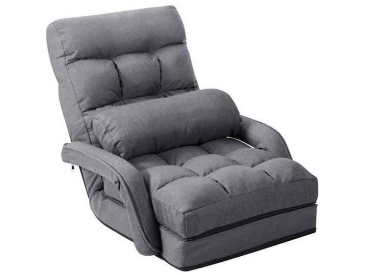 Fauteuil de Salon - RELAX4LIFE - Accoudoir et Dossier Réglable à 5 Positions - Fauteuil Convertible 1 Place avec Oreiller - Gris
