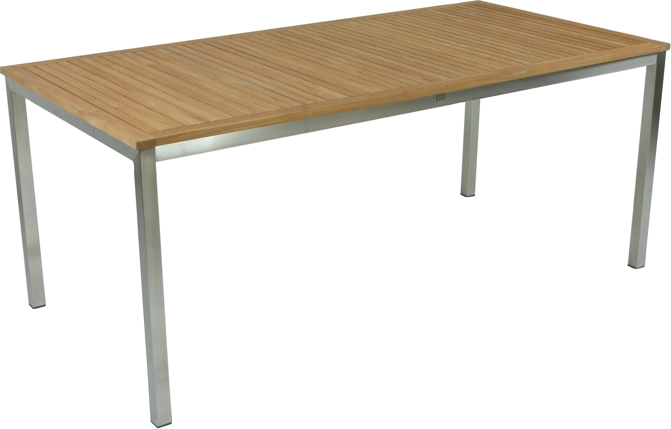 Gartentisch "Denver" aus Edelstahl/Holz in braun. Abmessungen (BxHxT) 180x75x90 cm