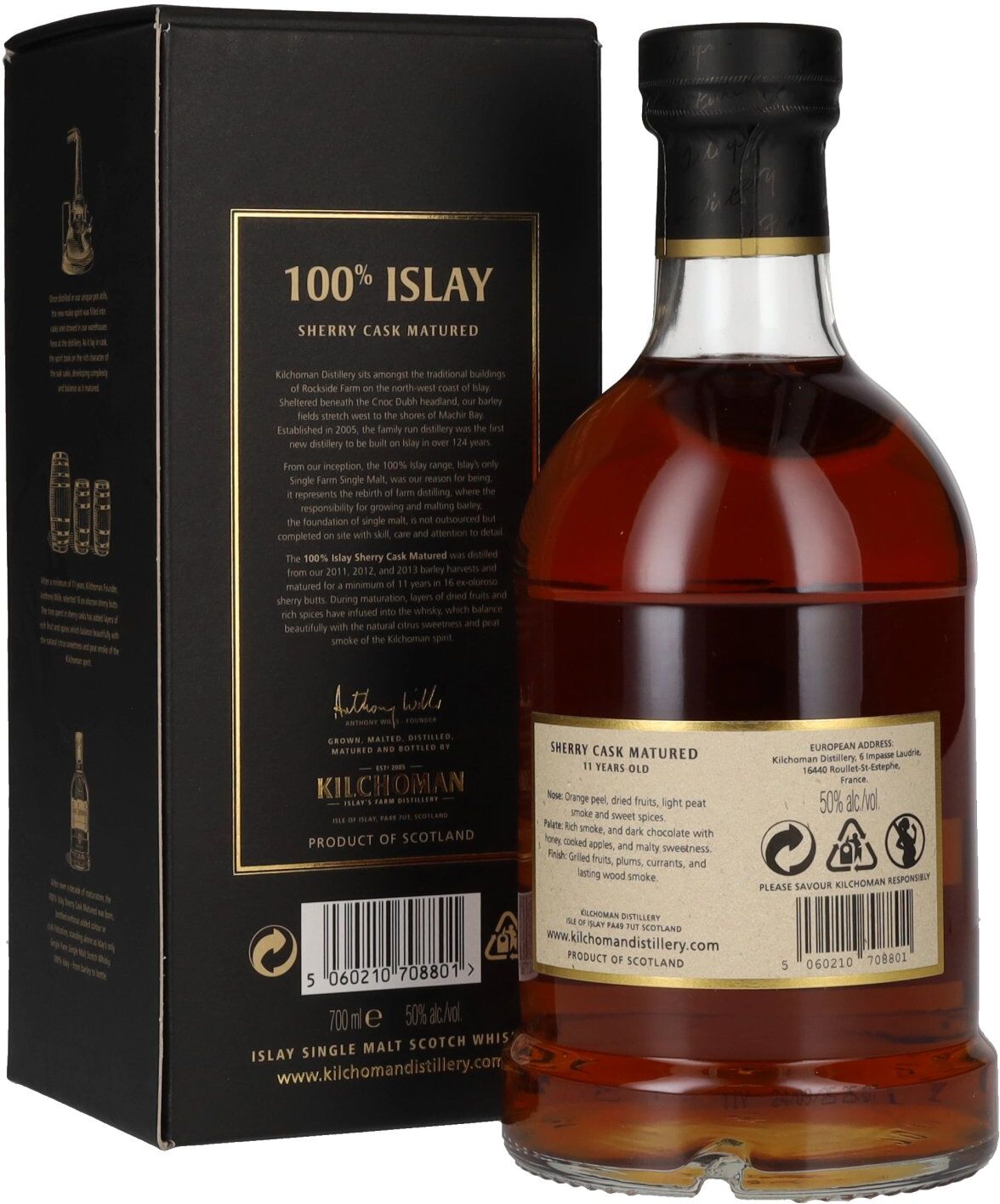 Kilchoman 100% Islay 11 Years Old Sherry Cask Islay Single Malt Scotch Whisky 50% Vol. 0,7l in Geschenkbox
