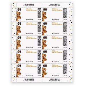 DeutschePost Briefmarken Set, 10 Stück à 95cent, Bernd das Brot, Standardbrief/Postkarte, nassklebend