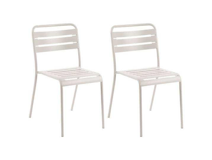 GARTENSTUHL 2er-Set Metall Hellbeige Lefkada