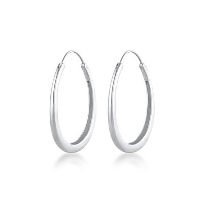 Paar Creolen ELLI "Creolen Hänger Oval Geo Basic Trend Big 925 Silber", silber, Ohrringe, Damen, onesize, ohne Stein, Silber 925 (Sterlingsilber)