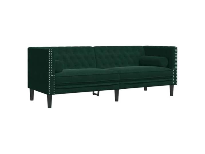GHVBNMF 3-Sitzer Chesterfield Sofa Samt Dunkelgrün mit 2 Nackenkissen Elegantes Polstersofa im klassischen Clubstil für das Wohnzimmer, inklusive zwei passenden Kissen für optimalen Komfort.