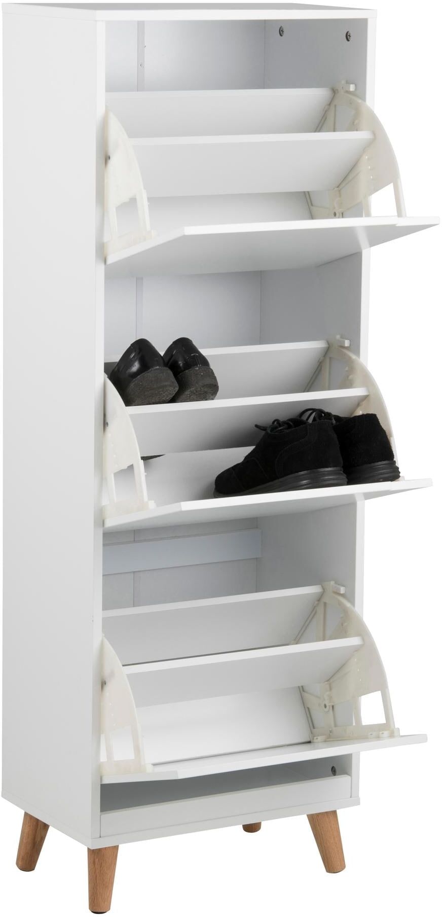Schuhschrank AC DESIGN "Mitra", beige (nature, weiß), B:47cm H:133,5cm T:30cm, MDF, Schränke, Schuhschrank nature, weiß B/H/T: 47cm x 133,5cm x 30cm