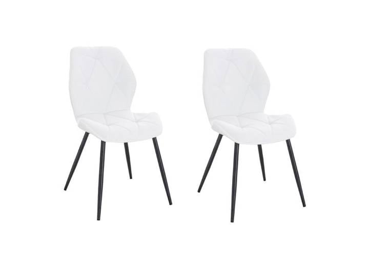 SVITA JAMIE Lot de 2 chaises de salle à manger Chaise rembourrée sans accoudoirs tissu blanc