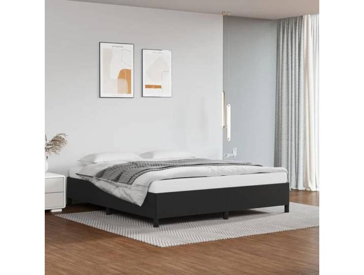 &Mode Lit 2 Personnes - BEWI - Structure de lit Adulte/enfant - sans matelas - noir 160x200cm similicuir 712083