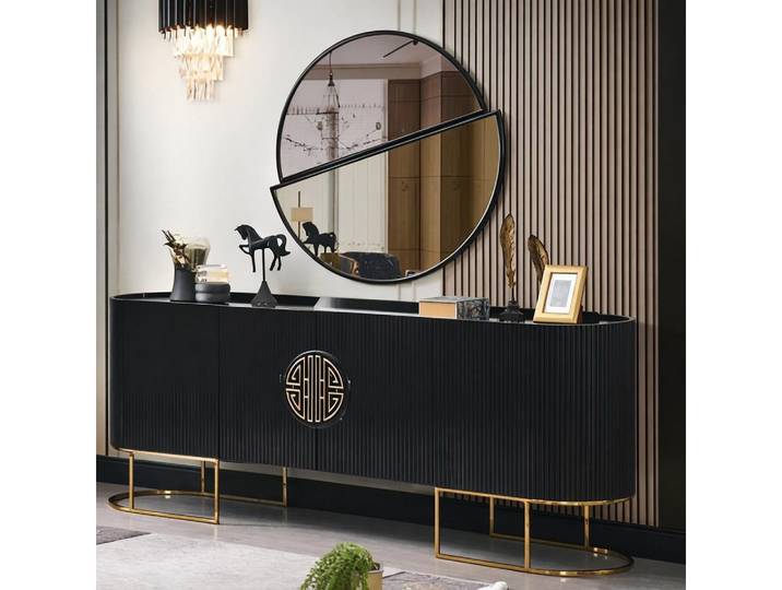 Xlmoebel Sideboard Elegantes Set mit Spiegel und goldenen Akzenten für Ihr Zuhause (Sideboard mit Spiegel, Set mit Spiegel), Made in Europa