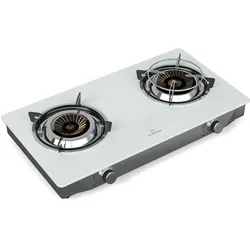 Klarstein Barzona Campingkocher | 2 Brenner | 3,4 kW & 4,3 kW | Glasplatte | Edelstahl | mobil einsetzbar Weiß
