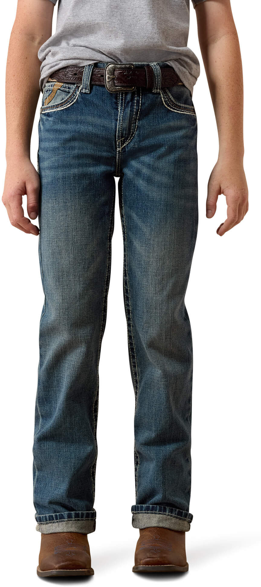 Kid's B4 Relaxed Coltrane Boot Cut Jeans in Durango, Size: 12 Regular by Ariat