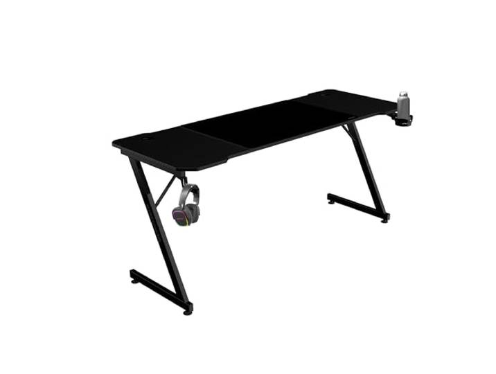 Mars Gaming MGD-X160\, Bureau Gaming Ergonomique\, Surface en Fibre de Carbone\, Structure Métallique\, Tapis de Souris XXL\, Supports Casque et Boissons\, Gestion des Câbles\, Bureau Gaming 160x60cm\, Noir
