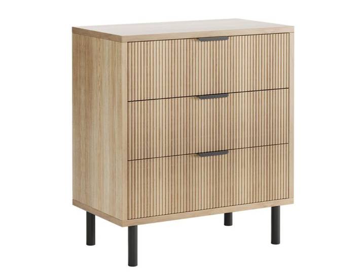 Commode moderne - LUNSY - Design texturé élégant - Trois tiroirs spacieux - Dimensions 70x40x76 cm - Couleur Beige