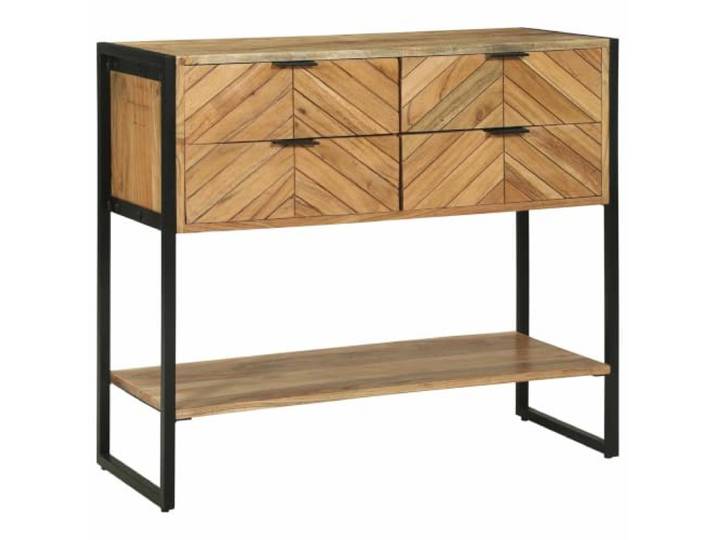 GPUTYGHN Konsolentisch Braun 90 x 35 x 80 cm Massivholz Akazie Massivholz Akazie, Stahlrahmen, zweifarbig braun schwarz, Schubladen mit Griffen, Flur Wohnzimmer Eingang