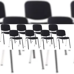 pemora Besucherstühle Konferenzstühle Stapelstühle 8-er Set ISO Gestell verchromt Stoff schwarz