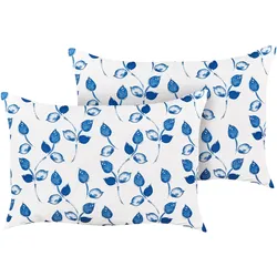 GARTENKISSEN 2er-Set Blattmotiv weiß/blau 40/60 cm Torbora