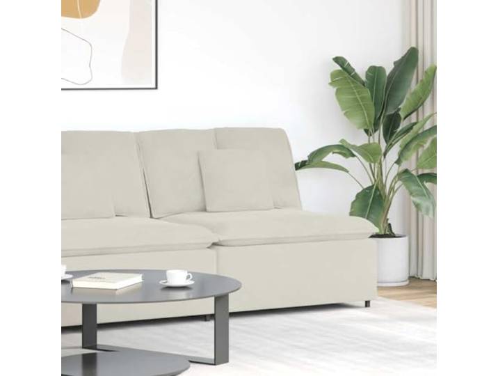 Modulares Sofa Mittelmodul mit Kissen Creme 100 cm Samtpolsterung, Schaumstofffüllung, stabiler Metallrahmen, Textilene-Sitzflächen, modulare Erweiterung