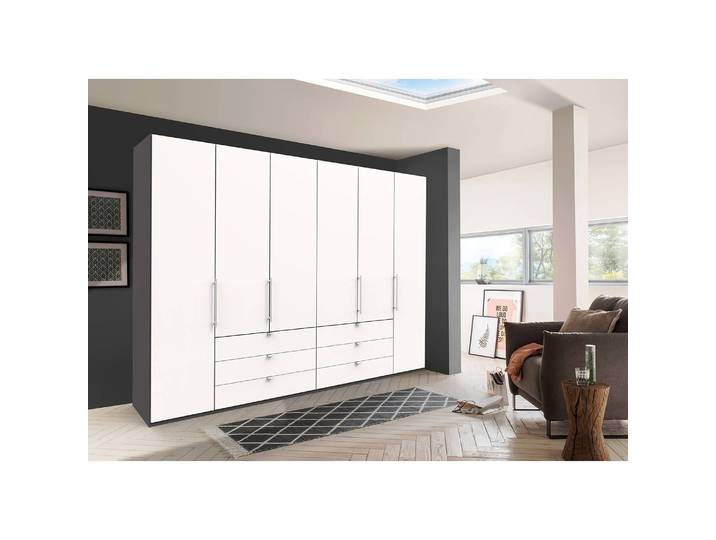 Armoire à portes pliantes IV 300 x 216cm Tiroir centrale Marron/Havanna/Blanc