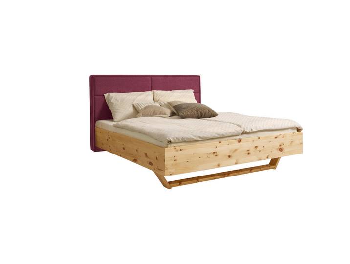 Valnatura Bett, Zirbelkieferfarben, Dunkelrot, Holz, Textil, Zirbe, massiv, 200x200 cm, Schlafzimmer, Bett, Doppelbetten