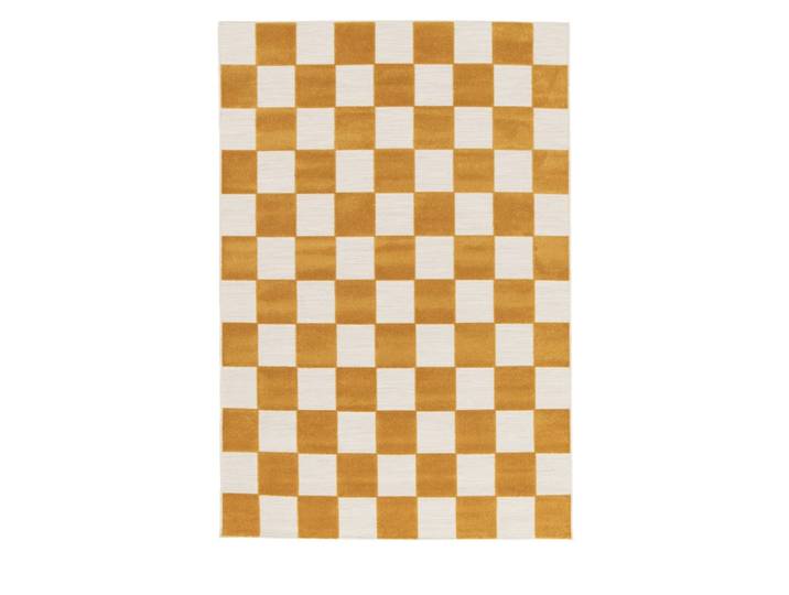 Tapis int/ext géométrique - 120x170cm jaune moutarde polypropylène