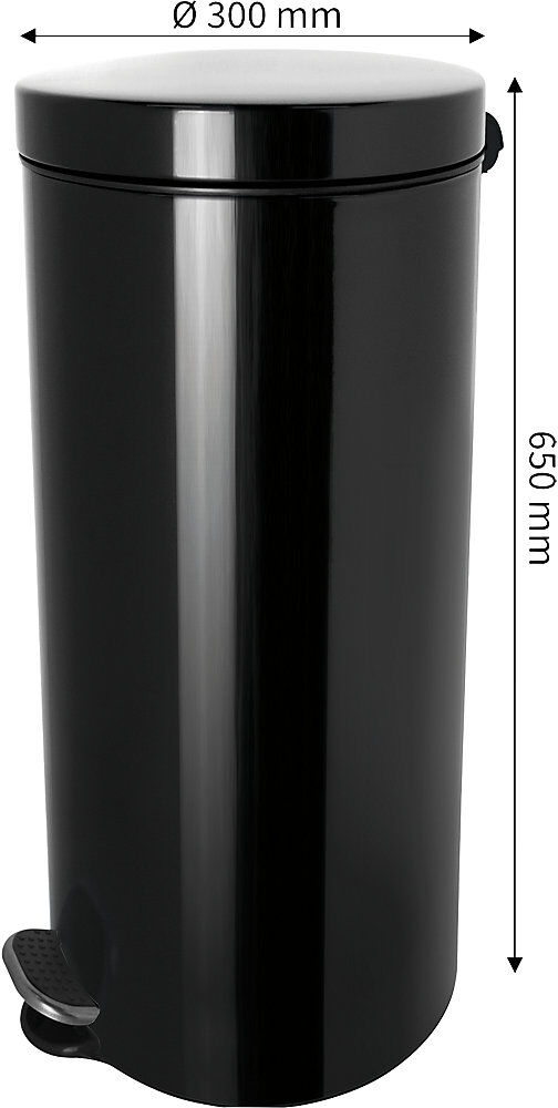 Silberionen-Tretabfallsammler, mit Kunststoff Inneneimer, Volumen 30 l, schwarz helit