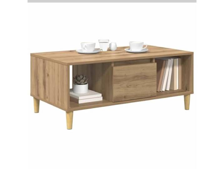 KTHLBRH Couchtisch Eiche Handwerk 90 x 50 x 26,5 cm Mehrschichtholz, 1 Schublade, 2 Einlegeböden, 3 Fächer, robuste Konstruktion, pflegeleicht