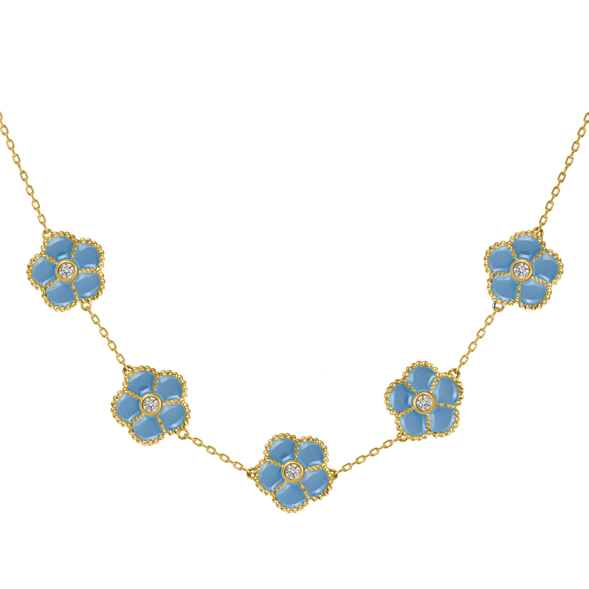 Jacques Lemans Kette Blumen Sterlingsilber vergoldet mit Emaille/Zirkonia
