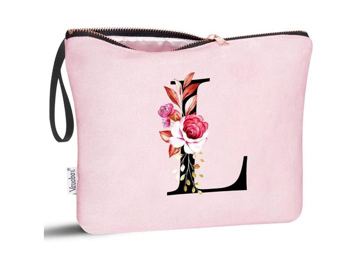 Kulturbeutel mit Initialdruck L, Pink, Größe L, Rosa, 4x20x25 cm, Badaccessoires, Kosmetikdosen