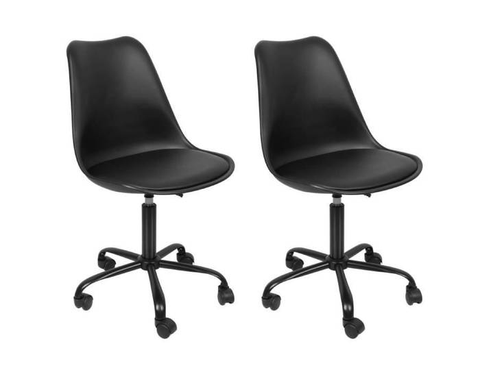 Shenglimeii CHAISE DE BUREAU Set of 2 chaise de bureau à roulettes PP Tulip noir
