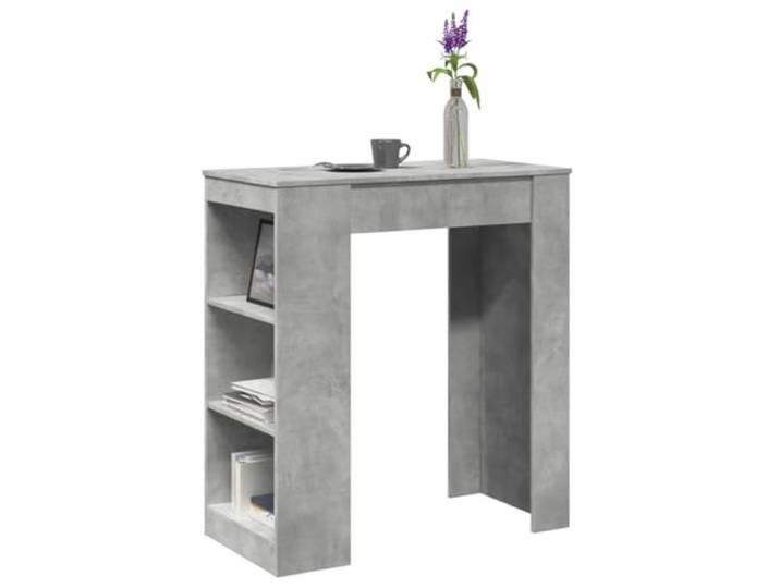 HEFZGDB Bartisch mit Regal Betongrau 95x47x103,5 cm Holzwerkstoff 3 Fächer Stauraum Hochtisch Stehtisch Küchenregal Wohnzimmer