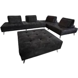 MODULSOFA MIT HOCKER WIOLO Anthrazit Velvet