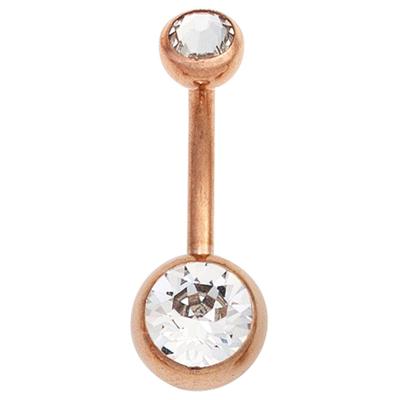 Bauchnabelpiercing JOBO, rosa (roségoldfarben), Piercings, Damen, Edelstahl, Edelstahl roségoldfarben mit Kristallsteinen