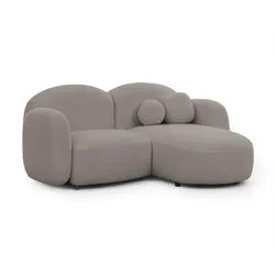 ECKSOFA Nuvola mit abgerundetem Design Hellgrau Bouclé-Stoff - Ottomane Rechts