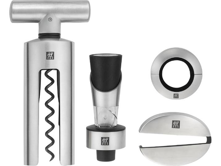 Weinflaschenöffner ZWILLING Sommelier , silber (silberfarben), Edelstahl, Flaschenöffner, Weinflaschenöffner, Sommelier Set, Edelstahl, 4-tlg.