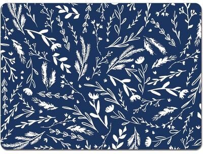 CounterArt Navy Meadow Sketch Decorative Hardboard Placemats with Protective Cork Backing 4 Pack Heat Tolerant and Easily Wipes Clean