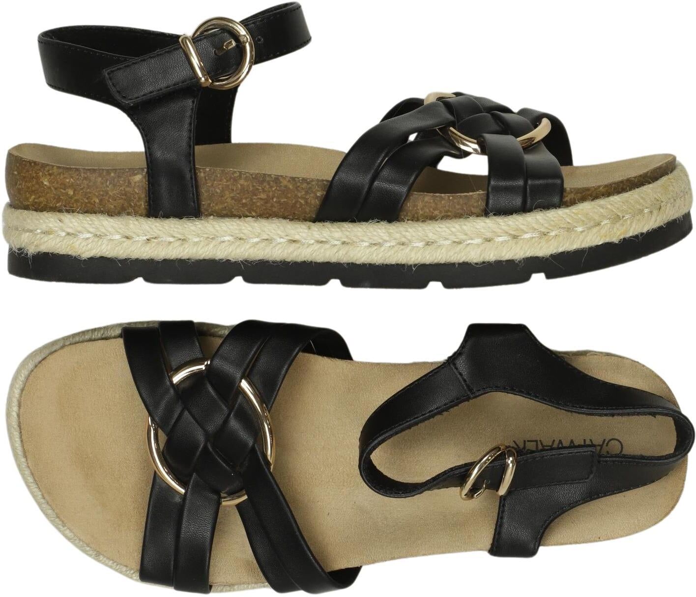Catwalk Damen Sandalen, Schwarz, Gr. EU 35, Kunstleder - Second Hand